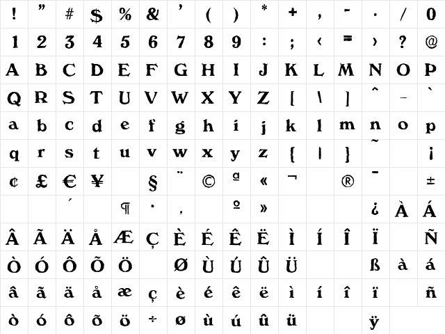 VeronaAntique Bold font glyphpreview