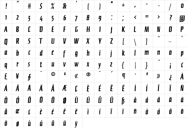 FFNewberlinBoldRough Regular font glyphpreview