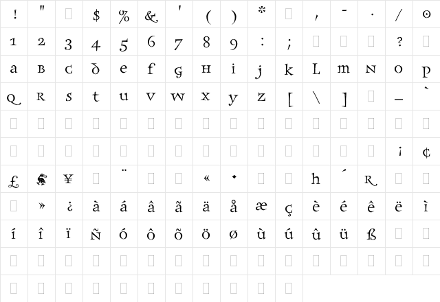 FrancesUncialPlain Regular font glyphpreview