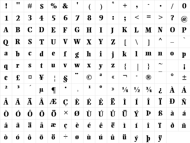 Ellington MT Extra Bold Regular font glyphpreview