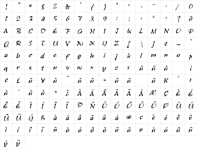 UVN But Long 1 Regular font glyphpreview