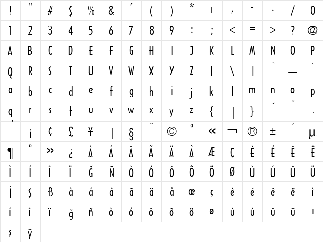 TrSah Architecture Regular font glyphpreview