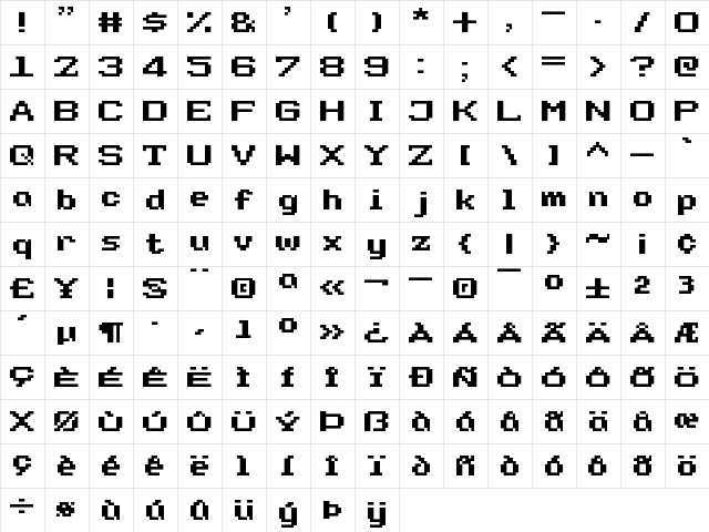 Super Legend Boy Regular font glyphpreview
