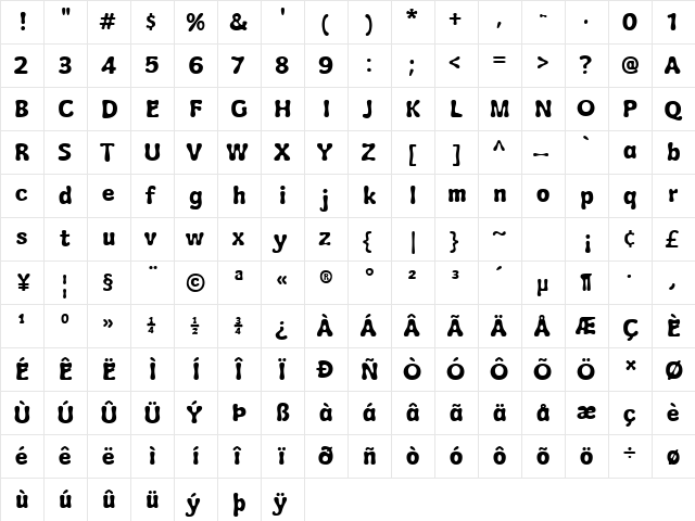 Wubble Regular font glyphpreview