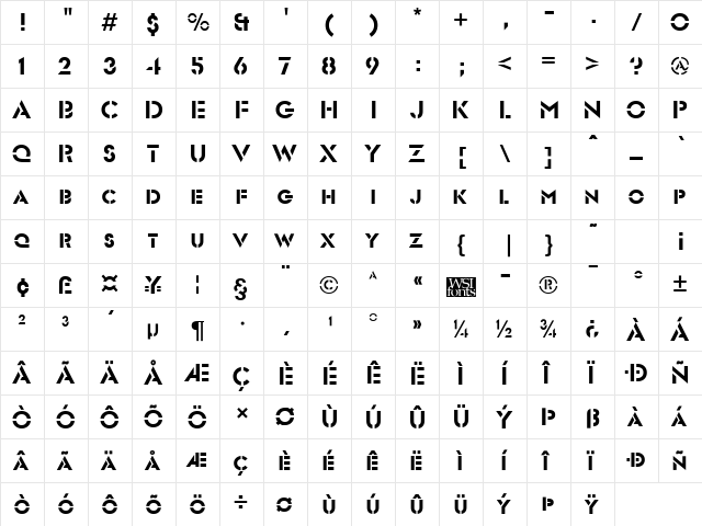 FuturistStencil Regular font glyphpreview