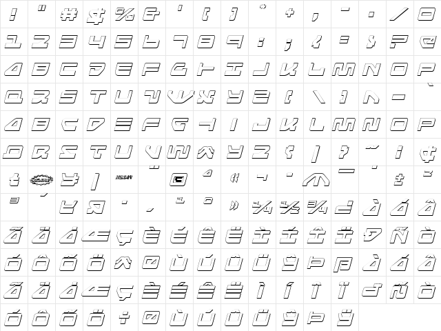 Searider Falcon 3D Italic Italic font glyphpreview