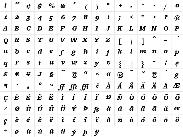 FreightMicro BlackItalic font glyphpreview