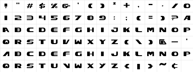 Xcelsion Regular font glyphpreview
