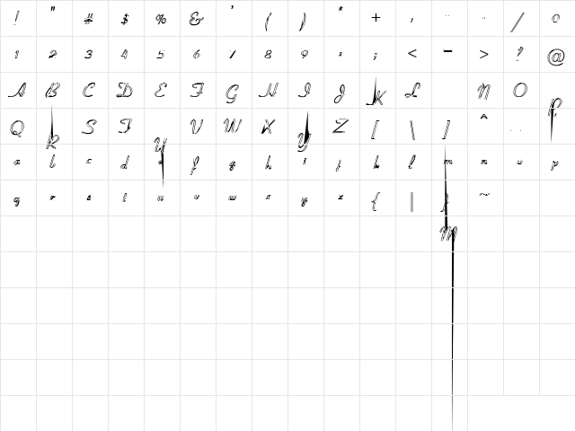 Rubbish 1 Regular font glyphpreview