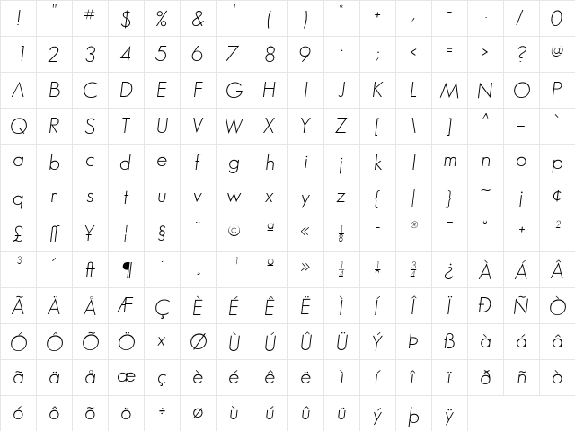 SansSerifFLF Regular font glyphpreview