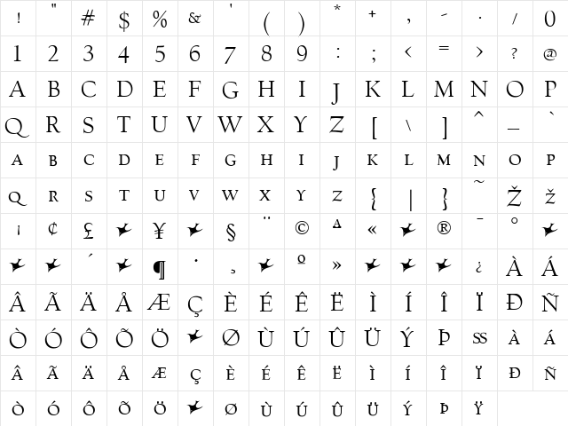 Village Regular font glyphpreview