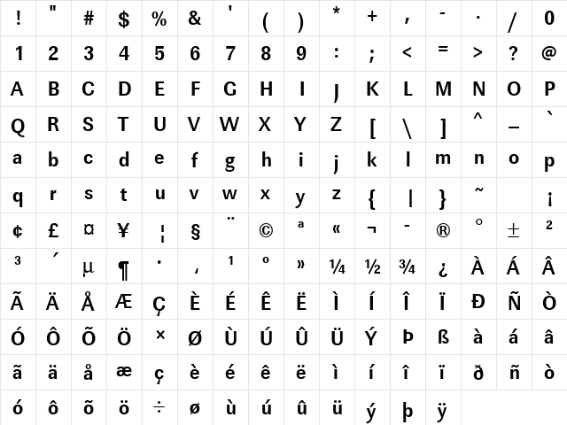 URWLinearTExtNar Bold font glyphpreview