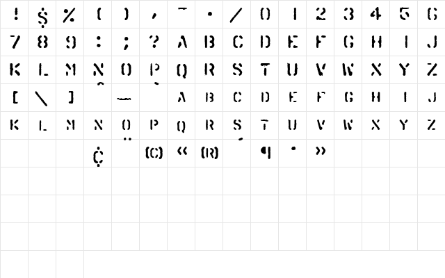 SprayStencil Regular font glyphpreview