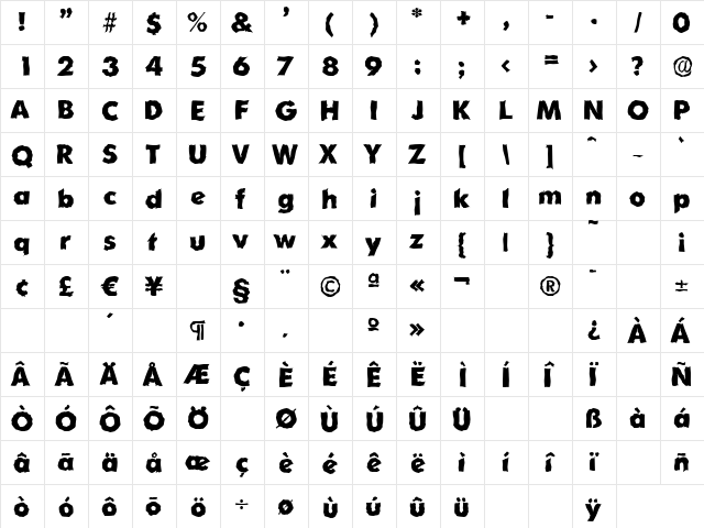 OrnitonsRandom-Xbold Regular font glyphpreview