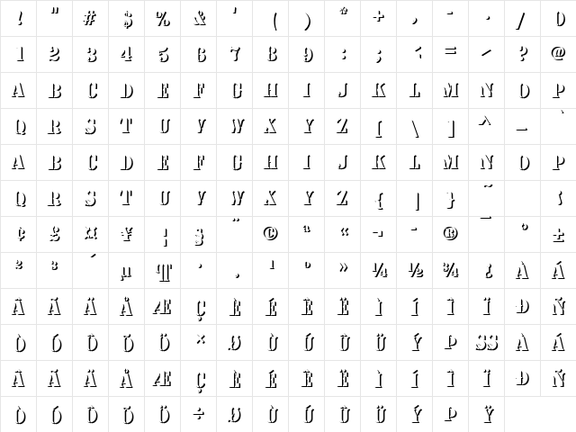 StencilOnlShaD Regular font glyphpreview