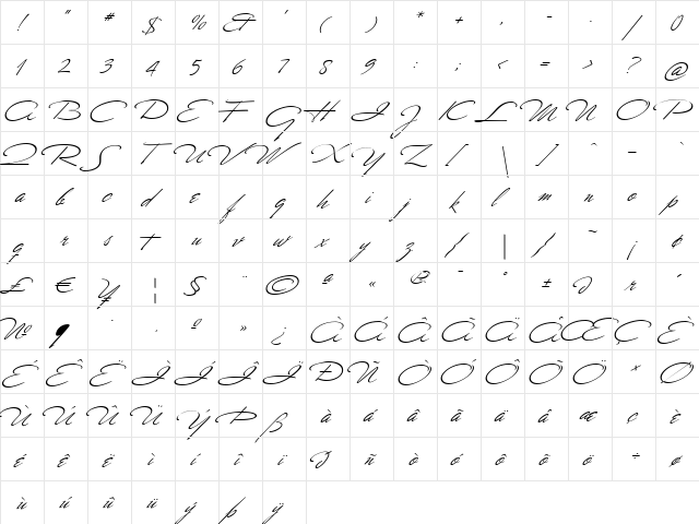 Mr Canfields Regular font glyphpreview