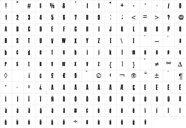 Sans-P700 Regular font glyphpreview