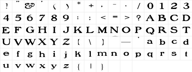 ProphetExtended Regular font glyphpreview