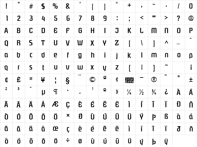 Plover Bold font glyphpreview