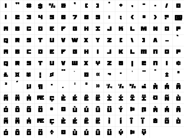 Samurai Terrapin Regular font glyphpreview