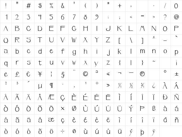Upperclass Normal font glyphpreview