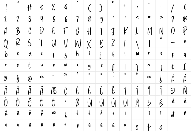 October Story Regular font glyphpreview