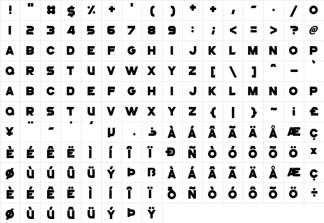 Superstar X Regular font glyphpreview