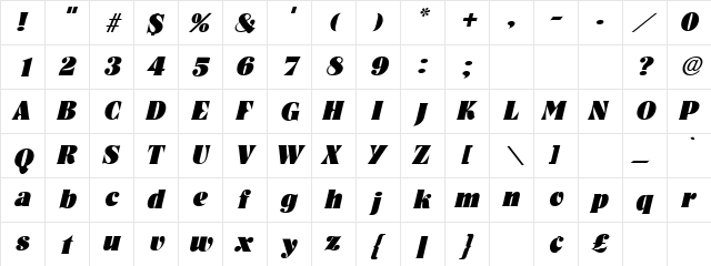 Roche Oblique font glyphpreview