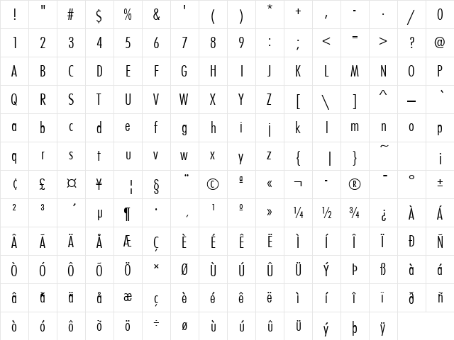 FunctionCondLH Regular font glyphpreview