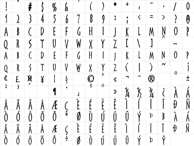 FrankenDork Tall Regular font glyphpreview