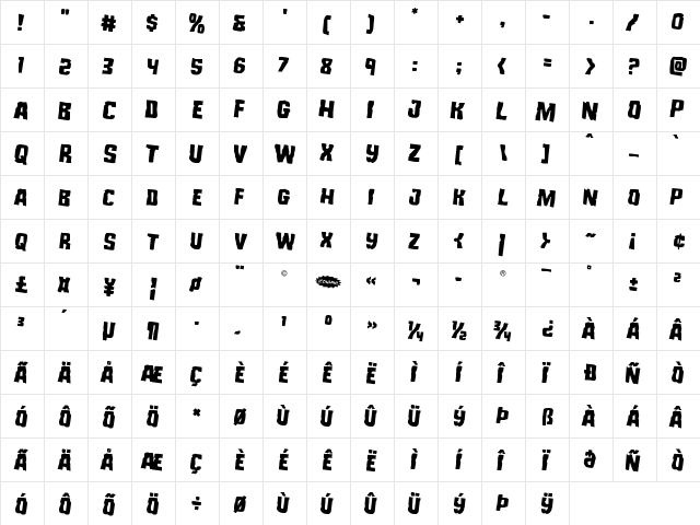 Monster Hunter Rotated 2 Regular font glyphpreview
