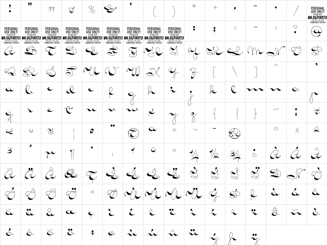 Firstly PERSONAL USE ONLY Regular font glyphpreview