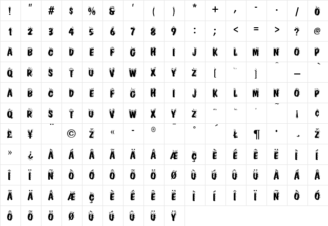 Firebug Regular font glyphpreview
