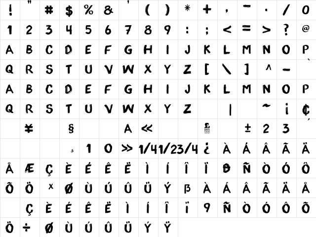 appo paint Regular font glyphpreview