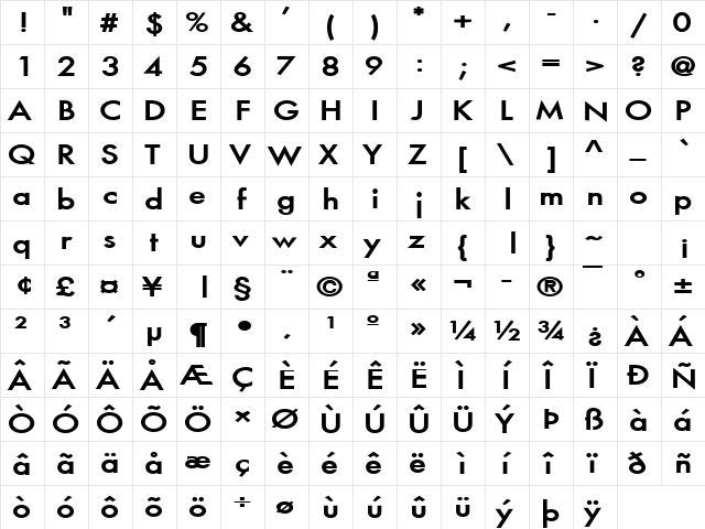 Fusi-Extended Bold font glyphpreview