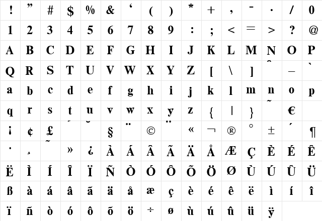 Timmons Bold font glyphpreview