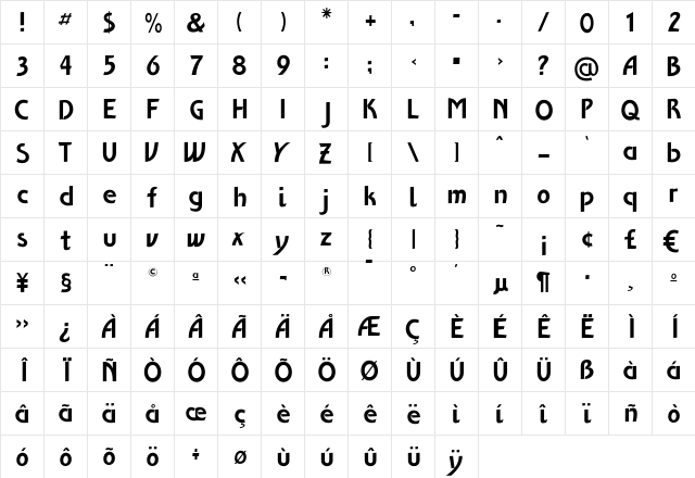 Ventoux Plain Regular font glyphpreview