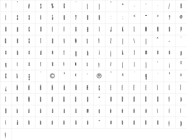 EmpireStateMedium Regular font glyphpreview