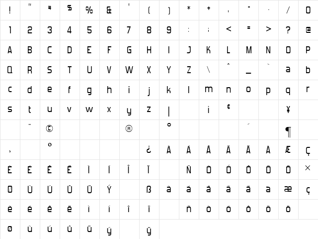 Forgotten Futurist Regular font glyphpreview