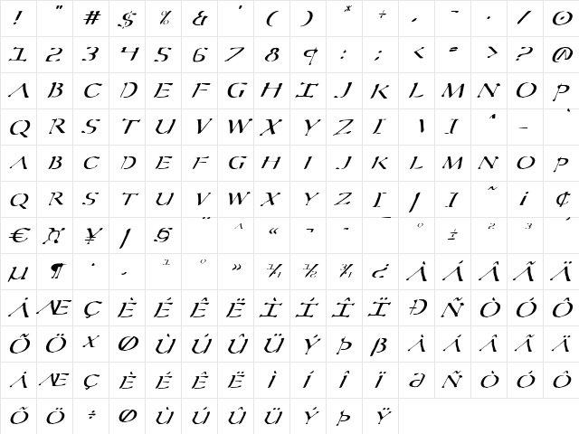 Sever Italic Italic font glyphpreview