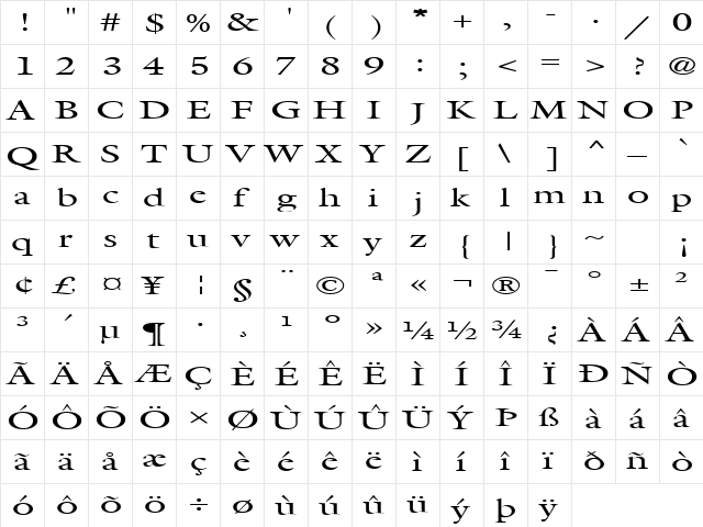 FZ ROMAN 25 EX Normal font glyphpreview