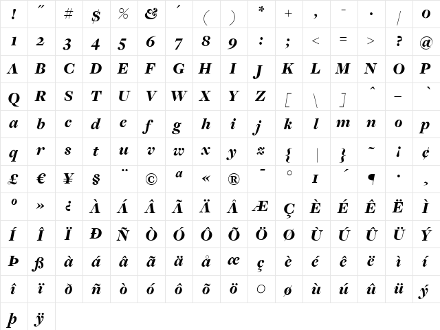 FreightDispBlackItalic Regular font glyphpreview