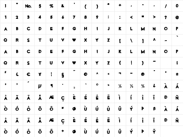 MotorOil Regular font glyphpreview