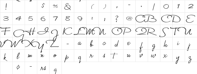 Monika 'Upright' Regular font glyphpreview