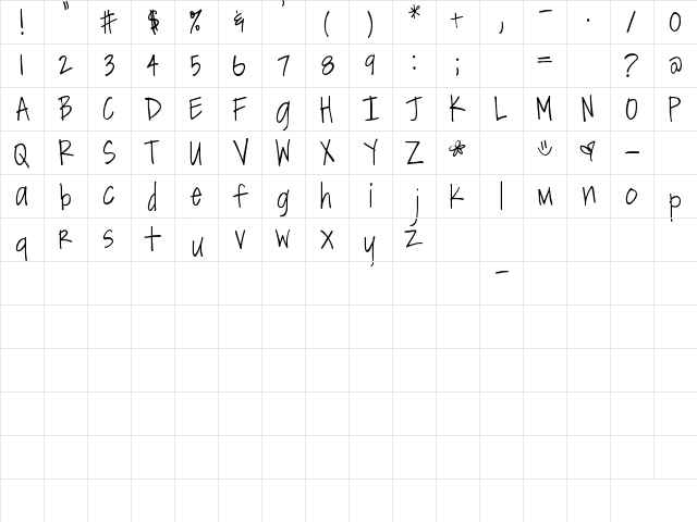 SBC Courtneys Journal Regular font glyphpreview