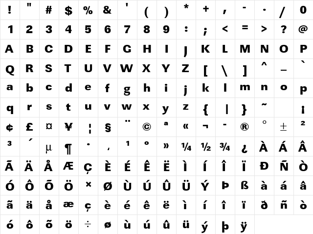 URWLinearTUltBol Regular font glyphpreview