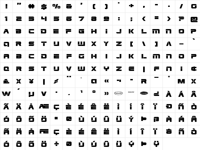 Edge Racer Expanded Expanded font glyphpreview