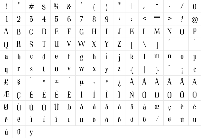 Mercator Regular font glyphpreview