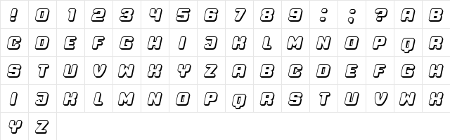 Professor 3D Italic font glyphpreview