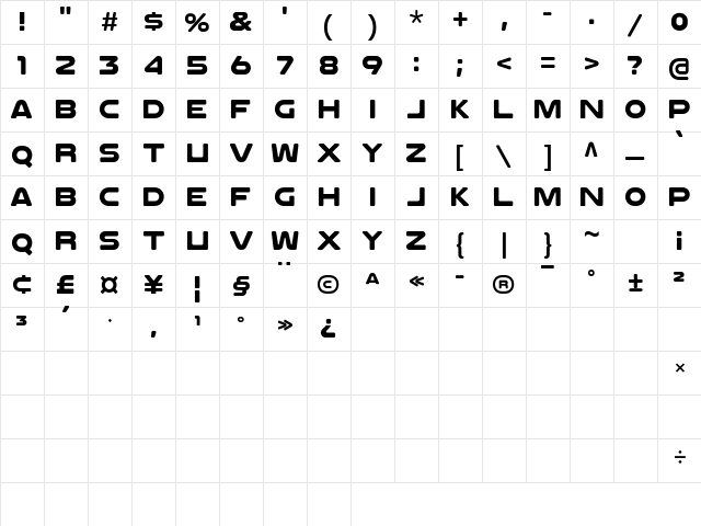 SEIN BLUE Regular font glyphpreview